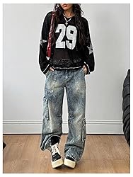 BEAUDRM Women's Y2k Jersey Shirt Oversized Graphic