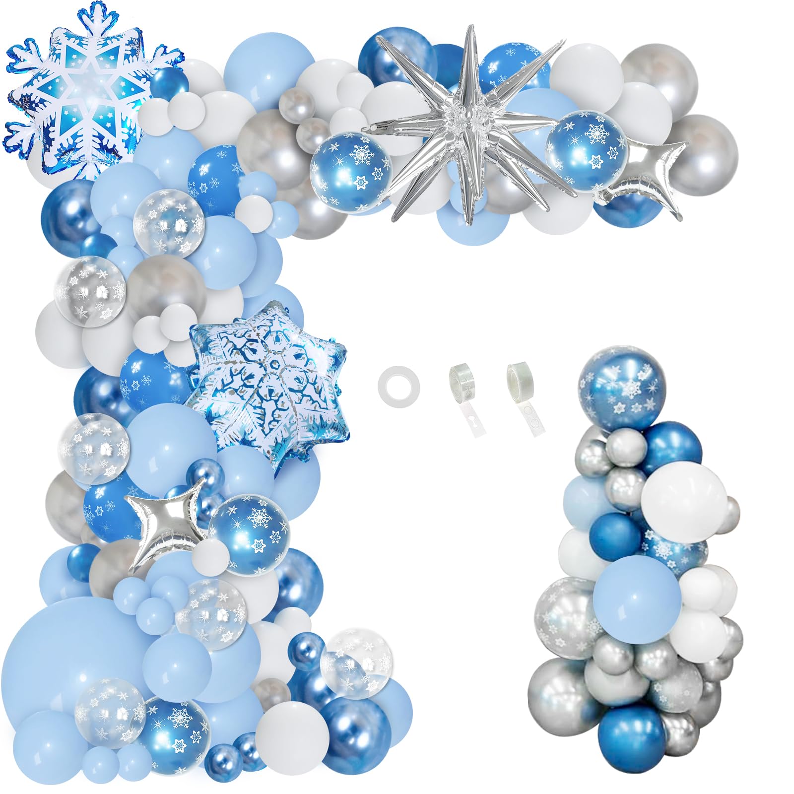 Photo 1 of ***STOCK PHOTO FOR REFERENCE ONLY***
PERPAOL 141 pcs Winter Snowflake Balloon Arch Kit, Blue Silver Frozen Ice Snow Balloon Garland for Winter Wonderland Shower Cold Outside Party Decoration