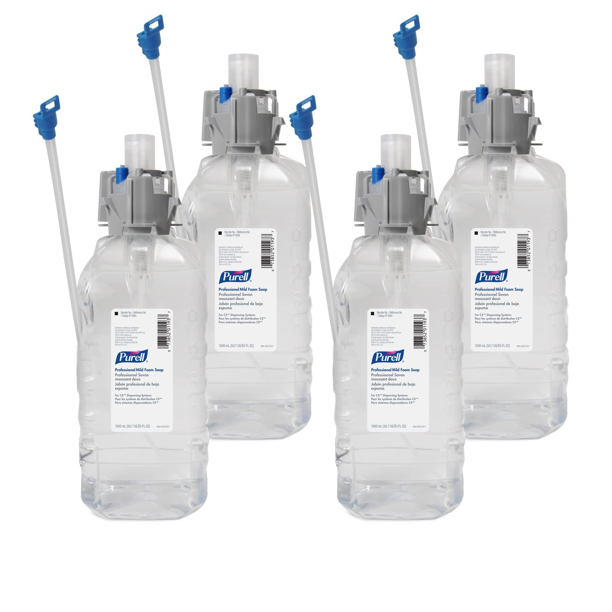 PURELL Professional Mild Foam Soap, Fragrance Free, 1500 mL Foam Hand Soap Refill for PURELL CXM/CXI/CXT Dispensers (Pack of 4) – 8565-04