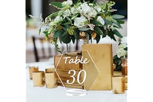 30 Pcs Clear Acrylic Place Cards Brynnl Wedding Table Numbers 1-30 with Holders Hexagon Seating Cards DIY Table Name Cards Pl