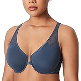 DELIMIRA Women's Front Closure Racerback Bras Plus Size Full Coverage Supportive Underwire Plunge Unlined Bra