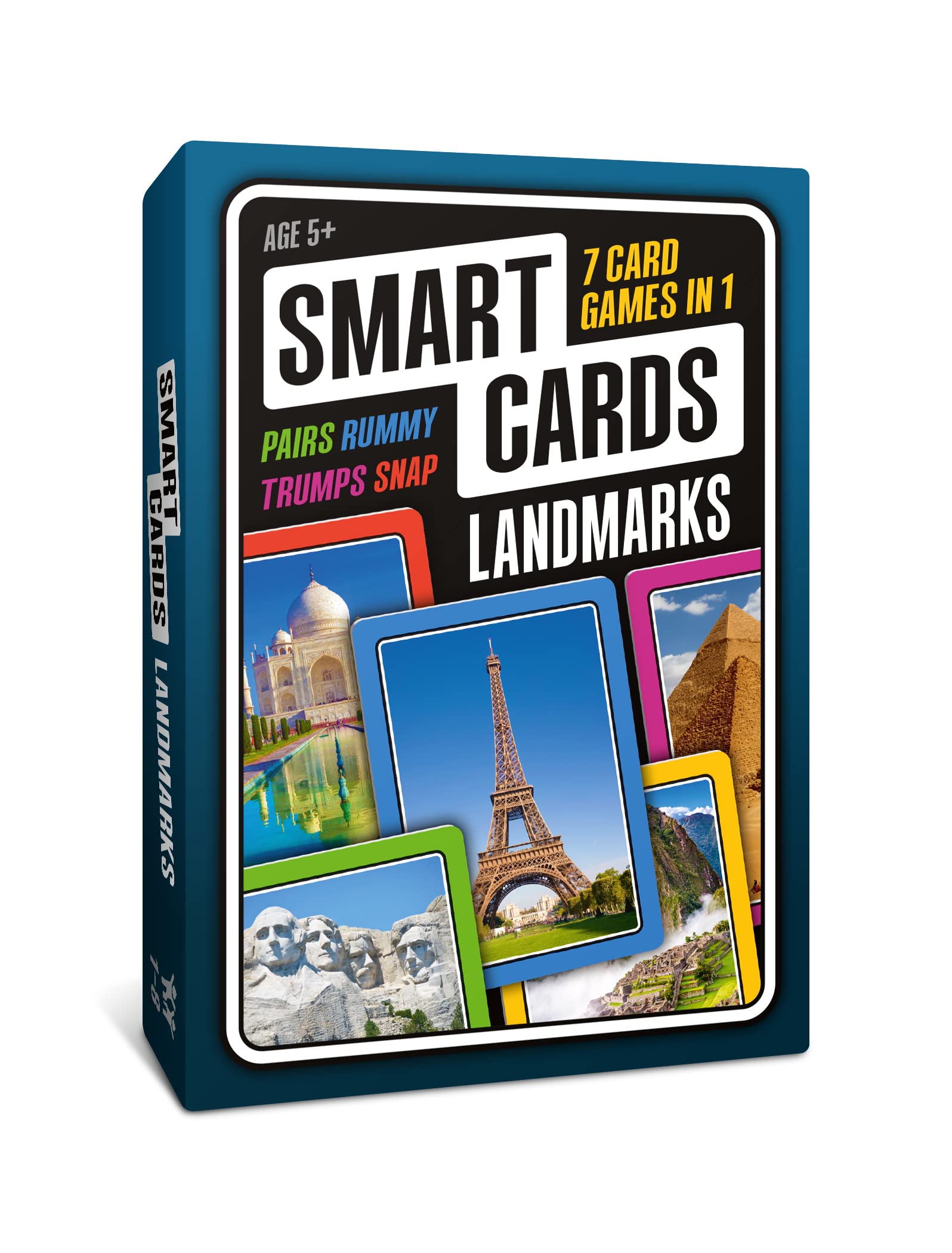 SMART CARDS Landmarks, Geography Gift, Stocking Filler, Travel Game, 7 games in 1, Pairs, Snap, Trumps, Rummy, Memory Quiz, Learn Facts, 50 Cards, Age 5+, 1-8 Players