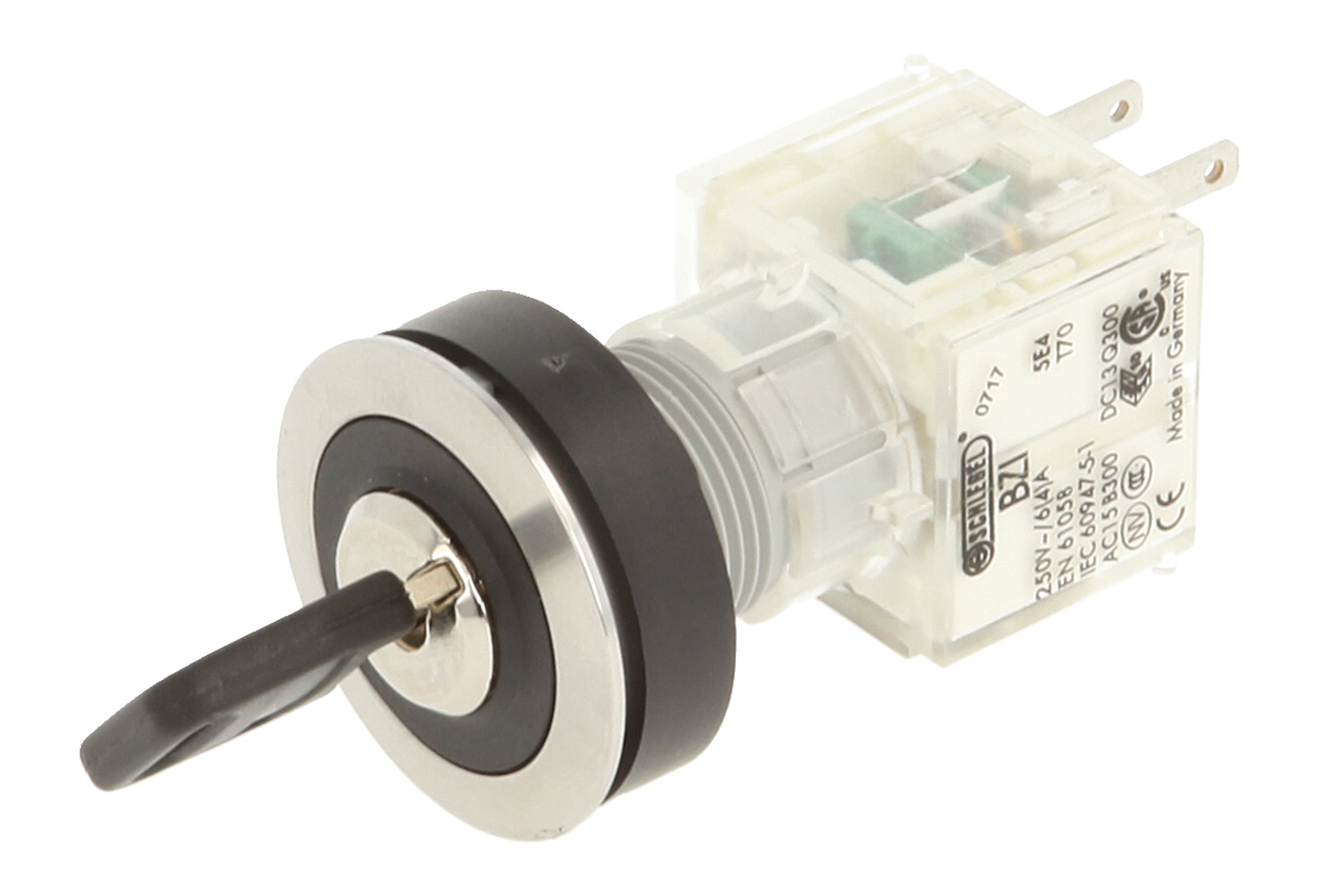 Schlegel 23.001.497 Key Switch Stainless Steel Locking 2 Positions 11-13 o'clock, Push Contact Sensor 1 NO Contact