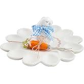 Mud Pie Bunny Deviled Egg Platter; platter 10" dia | bunny 3 1/2" | fork 5"