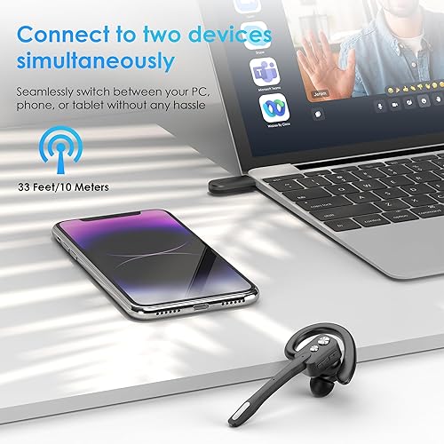 ICOMTOFIT Bluetooth Headset, Wireless Bluetooth Earpiece with Dual