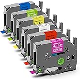 PT-D220 PTD210 PTD400AD PT-H111 PT-1750 Label Maker Tape 12mm 0.47 Laminated, Ptouch Label Tape Replacement for Brother TZ TZe Tape Compatible with Brother P-Touch Refills 1/2 Inch x26.2 Ft, 6 Pack