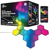 GE CYNC Dynamic Effects Indoor Hexagon LED Color Changing Lights | WiFi Smart Wall Light Panels for Room D&eacute;cor, Gaming Setup, Music Sync LED Wall Art, Works with Alexa and Google, 10 Panels