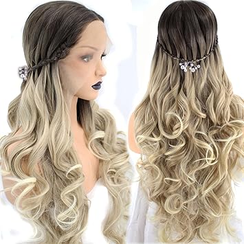 Buy Anogol Hair Cap Accessory Ombre Braided Blonde Lace Front Wig
