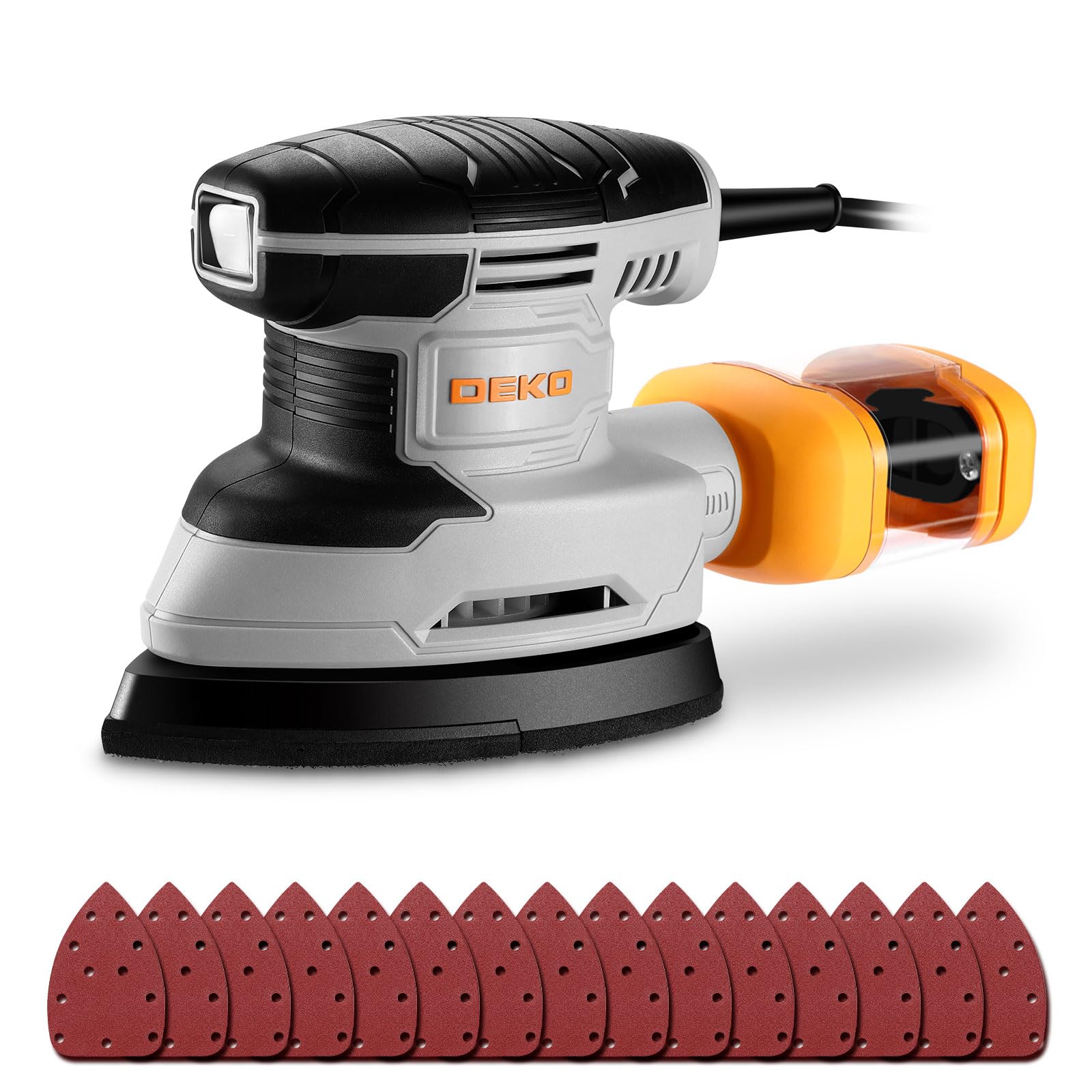Schleifmaschine mit Absaugung für Holz Deltaschleifer: DEKOPRO Dreieckschleifer 13000 RPM 180W mit 15 Schleifpapier – Ideal für Schleifen,Polieren,Entfernen,Holzwerkstatt DIY