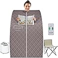 SereneLife Portable Sauna for Home, Steam Sauna Tent with 2L Steamer, Folding Sauna Chair, Compact Personal Rejuvenation Sauna, Remote Control in-Home Spa, 40" x 34" - inch (Gray)