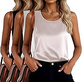 Velvelhall 3 Pack Women's Silk Tank Tops Satin Camisole Sleeveless Work Undershirt Dressy Scoop Neck Shirt Lady Sateen Blouse