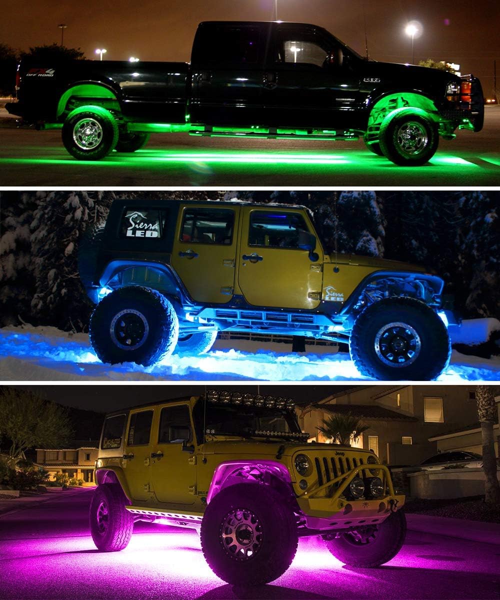 Govee RGB LED Rock Lights, 4 Pods Bluetooth APP Remote Control Waterproof Exterior Underglow, Multicolor Music Changing Dimmable Neon Lighting Kit for Jeep Off Road Truck Car ATV SUV Motorcycle, 12V: Automotive