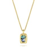 CANEVINKA 18K Gold Plate Coin Pendant Necklace for Women Dainty Compass Sunflower Necklaces Personalized Chain Layered Jewelry