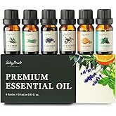 Essential Oils Set - Top 6 Aromatherapy Oils Perfect for Diffuser, Humidifier, Candle Making, Essential Oil Home Gifts Set, E