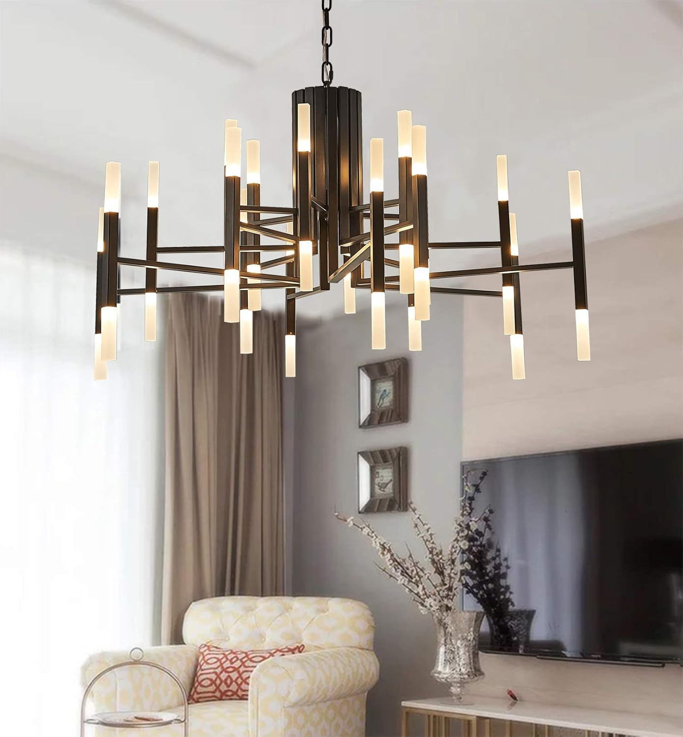 Ganeed Island Chandeliers Light 24 Lights Modern Metal Sputnik