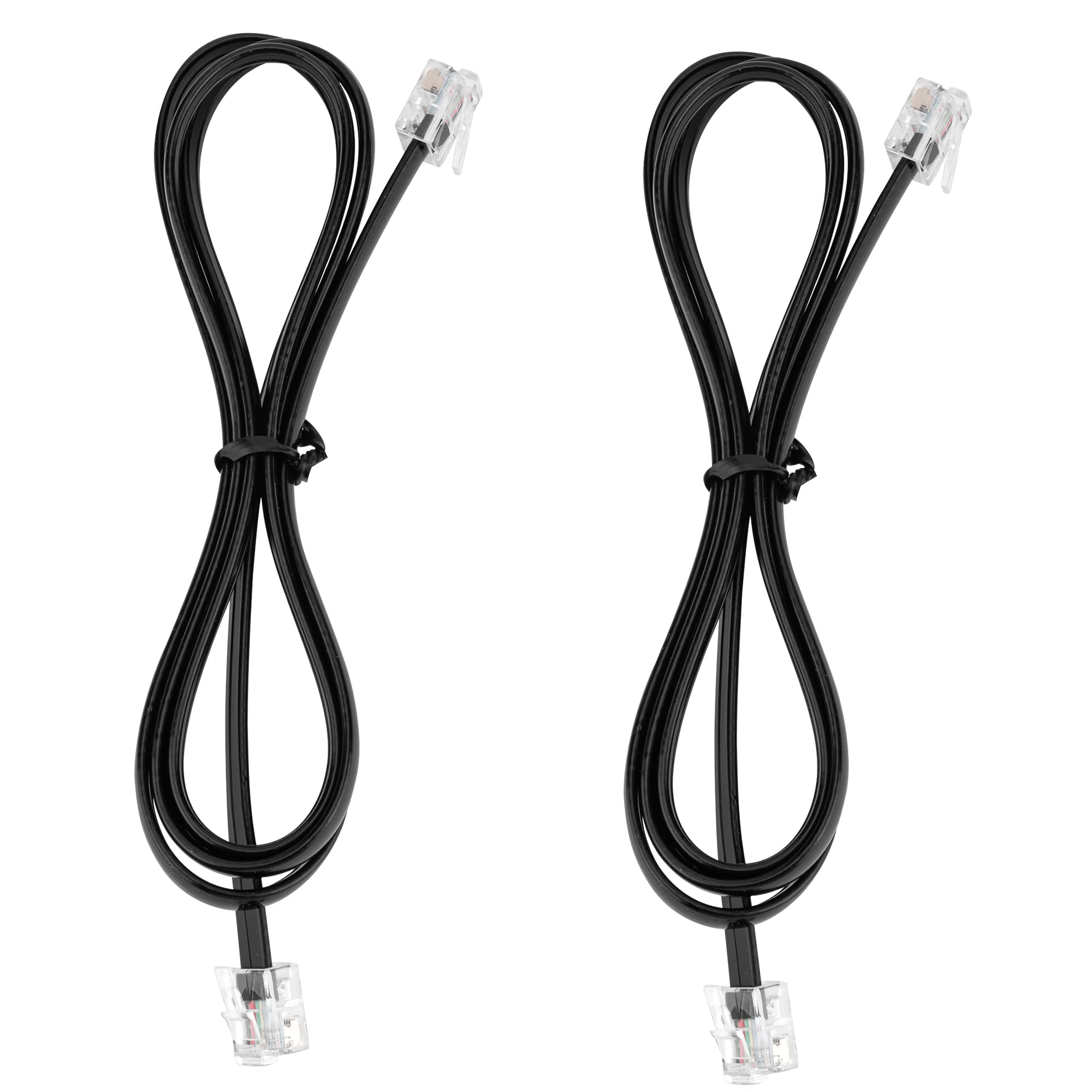 Photo 1 of LanSenSu RJ12 Cable Phone Cord RJ12 6P6C Male to Male Straight Wired for Both Data and Voice Use - 2Pack (Black, 3.3FT)