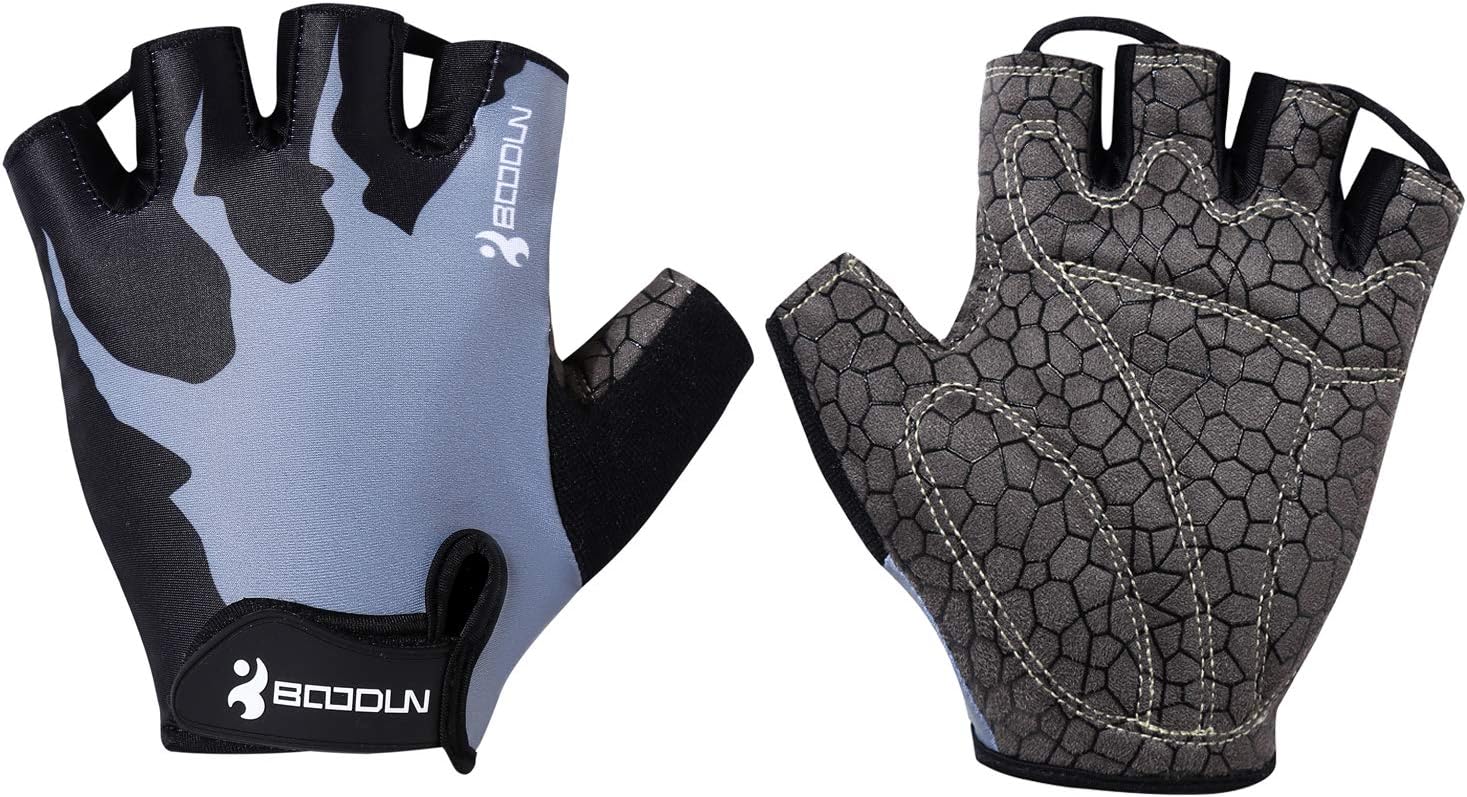 I Kua Fly Cycling Gloves, Mountain Bike Gloves with Gel Padded Breathable Reflective Fingerless Cycle Gloves for Men & Women