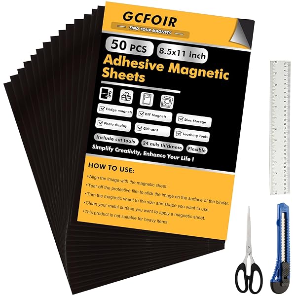 GCFOIR ADHESIVE MAGNETIC SHEETS 8.5 X 11 INCH,...