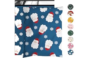 Jowlroel Christmas Poly Mailer 6x9 Inch 100 Pcs, Waterproof Shipping Bags for Clothing, Tear-Resistant Mailier Bags, Strong Mailing Bags with Self-Seal - Santa Claus and Snowflakes Printed