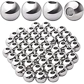 50pcs 8mm Stainless Steel Round Spacers Ball Spacer Beads Seamless Smooth Loose Beads Rondelle Beads Jewelry Spacer Charms for DIY Jewelry Making Supplies