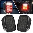 Brake Tail Lights Lamps Assembly for 1976-2006 Jeep Wrangler YJ TJ CJ, Smoked Square Combination Flatbed Trucks Turn Taillights, w/Backup Reverse License Rear Lights for Trailer Boat RV 12V 38LED