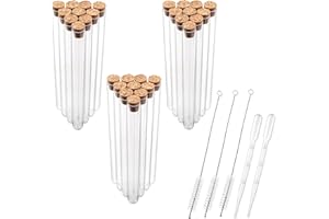 LOPZUQLY 30PCS 20ml Plastic Clear Test Tubes 15x150mm with Cork Stoppers,Mainly Used in Laboratories for Collecting Liquid,So
