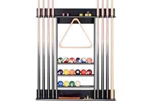 XCSOURCE Pool Cue Holder, Pool Cue Rack Wall Mount, 8 Pool Stick Holder Wall Billiard Cue Holder Rack, Made of 100% Solid Pin
