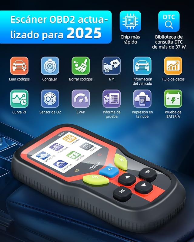 OBD2 Diagnosis, Maquina Diagnosis Coche, OBD2 Diagnosis En Español para Vehículos con Protocolo Obd2 de 1996 o Posteriores (Negro)