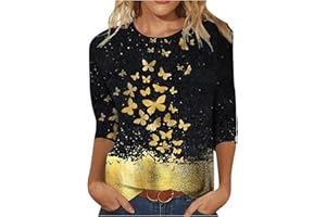 MAMIDAY 2024 Floral Printed Tops for Women Trendy 3/4 Sleeve Shirts Loose Fit Casual Dressy Blouses Soft Color Block Tees