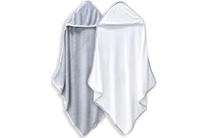 BAMBOO QUEEN 2 Pack Baby Bath Towel - Rayon Made from Bamboo, Ultra Soft Hooded Towels for Babies,Toddler,Infant - Newborn Essential -Perfect Baby Registry Gifts for Boy Girl