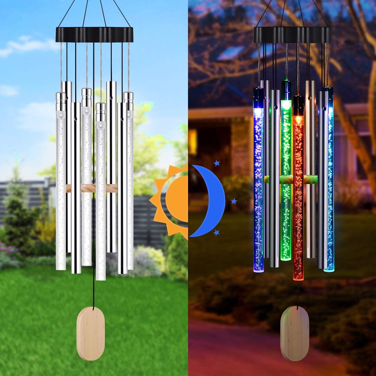 Kearui Solar Wind Chimes Light Outdoor, Memorial Wind Chimes with Colorful Light, Christmas/Housewarming Gift, Garden, Yard, Home Decor : Garden & Outdoor