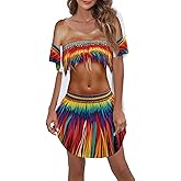 Kasopp Women's Funny Bikini Beach Cover Up Shirt Hawaiian Short Sleeve Baggy Body Print Luau Party Swimsuit Cover-Up Dress