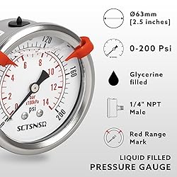 SCTSNSR 0 to 200 Psi Pressure Gauge, Glycerin