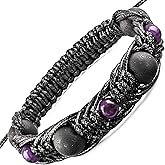 Wallystone Gems Shungite Bracelet with Amethyst Beads - Luxury Jewelry for Men Women - Natural Black Stone - Brided Dense Beaded - Adjust Wirst Size - Each one has a Certificate of Authenticity