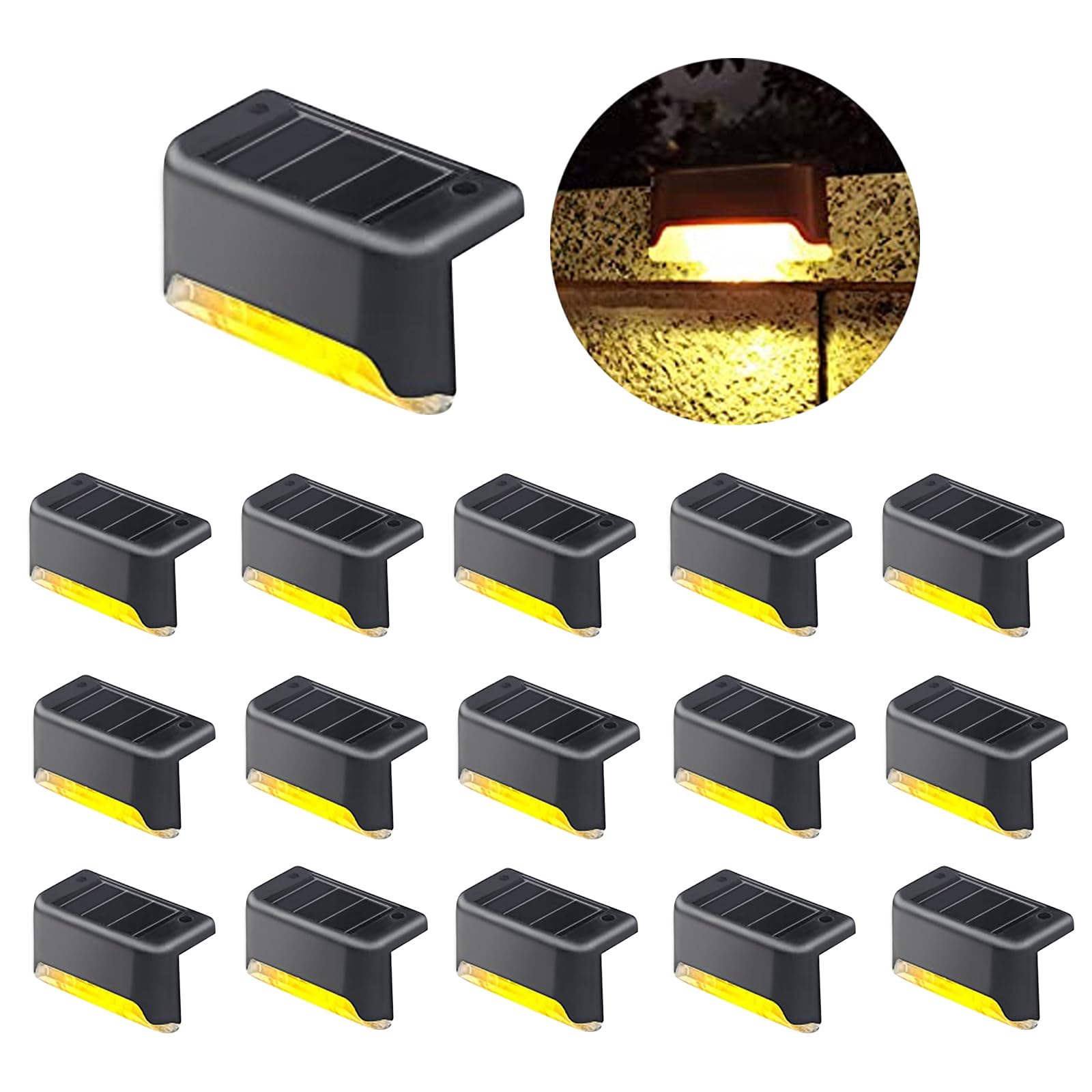 jindaaudio Solar Step Lights 16 Pack – Waterproof Stair Lights for Outdoor Stairs | Warm White, Auto Dusk to Dawn