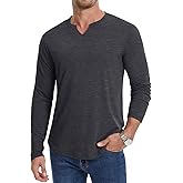 Leafsay Men's Long Sleeve T-Shirt Casual V-Neck Basic Stylish Stretch Tee Shirts