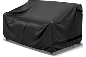 LBTING Patio Loveseat Cover, Outdoor Sofa 2-Seater Couch Covers 60W x 34D x 30H Inches, 420D Waterproof Windproof Dust-proof UV-Resistant Furniture Bench Cover - Black