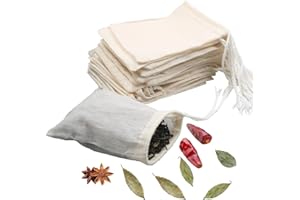 10Pcs Reusable Tea Filter Bags,Soup Bags,Bone Broth Brew Bags,Spice Bags,Muslin Strainer Bags, Natural Unbleached Cotton Chee