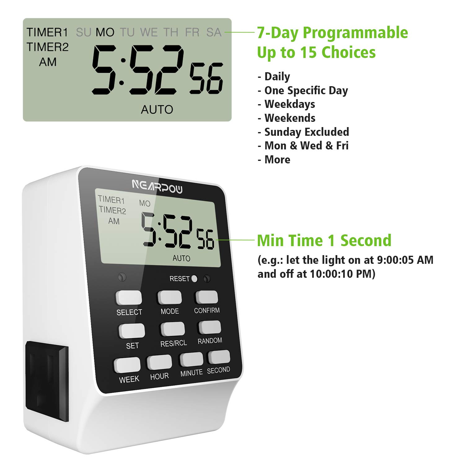 Mua Outlet Timer, NEARPOW Dual Digital Light Timer with 2 Independently ...