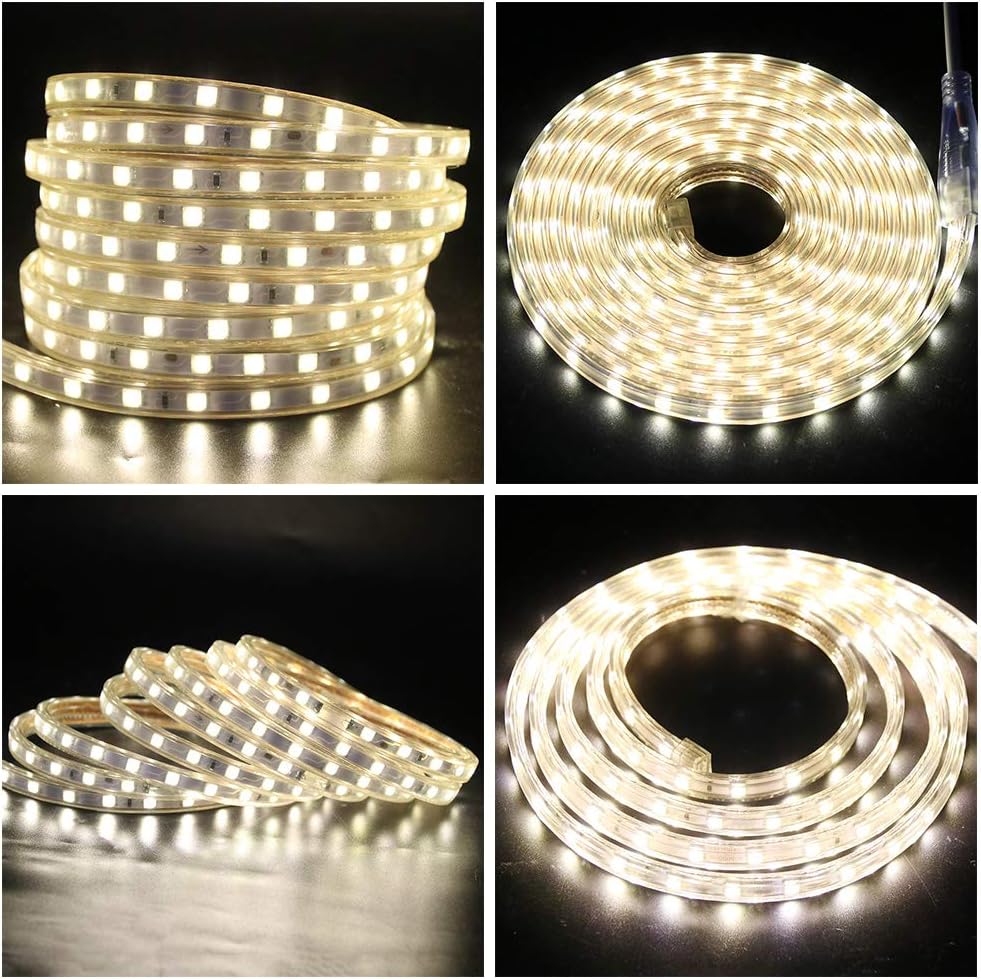 GQL 2m Dimmable LED Strip Mains Powered, Warm White SMD 5050 60leds/m IP65 Waterproof Commercial Rope Light with UK Plug - Image 3