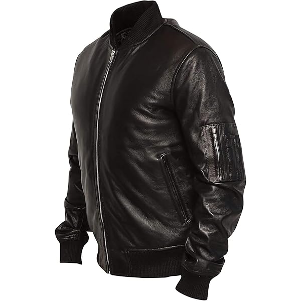 ジャケット・アウター sheepskin leather MA-1 bomber jacket BLK MA-1 Black Sheepskin Leather Flight Jacket – Taylor's