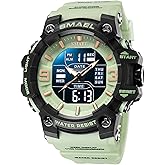 Men's Analog Digital Outdoor Sports Watches Military Tactics Multi Function Watch LED Electronic Large Dual Display Watch Army Luminous Waterproof Wrsitwatch