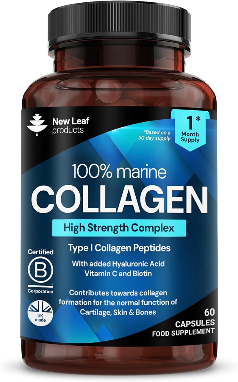 New Leaf Products Pure Marine Collagen Type I 60 Capsules Hyaluronic Acid