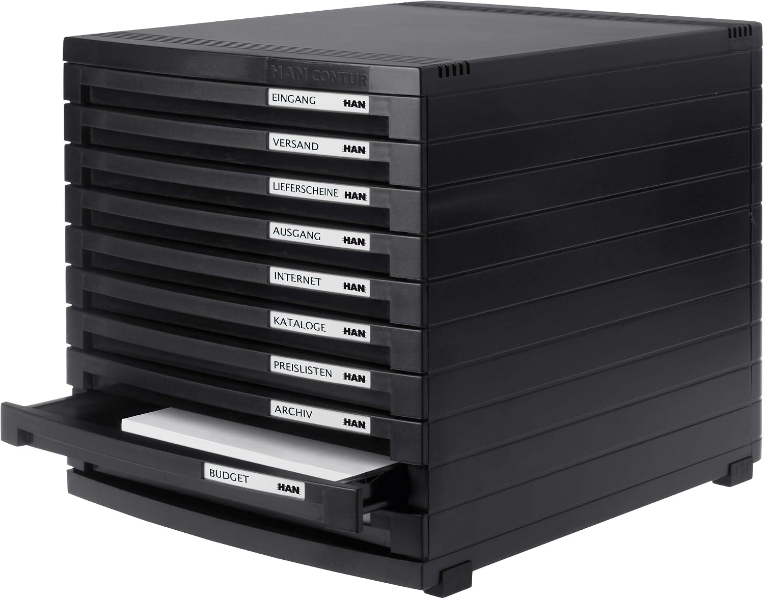 HAN 1510-13 A4/B4/C4 Drawer Box with 10 Closed Drawer - Black - Image 3