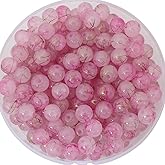 PAMIR TONG 8mm Pink Glass Beads for Jewerly Making 200pcs Pretty Round Loose Beads Spacer for Bracelet Making Accessories Necklace-Earring- and DIY Crafts Beads with 2mm Hole