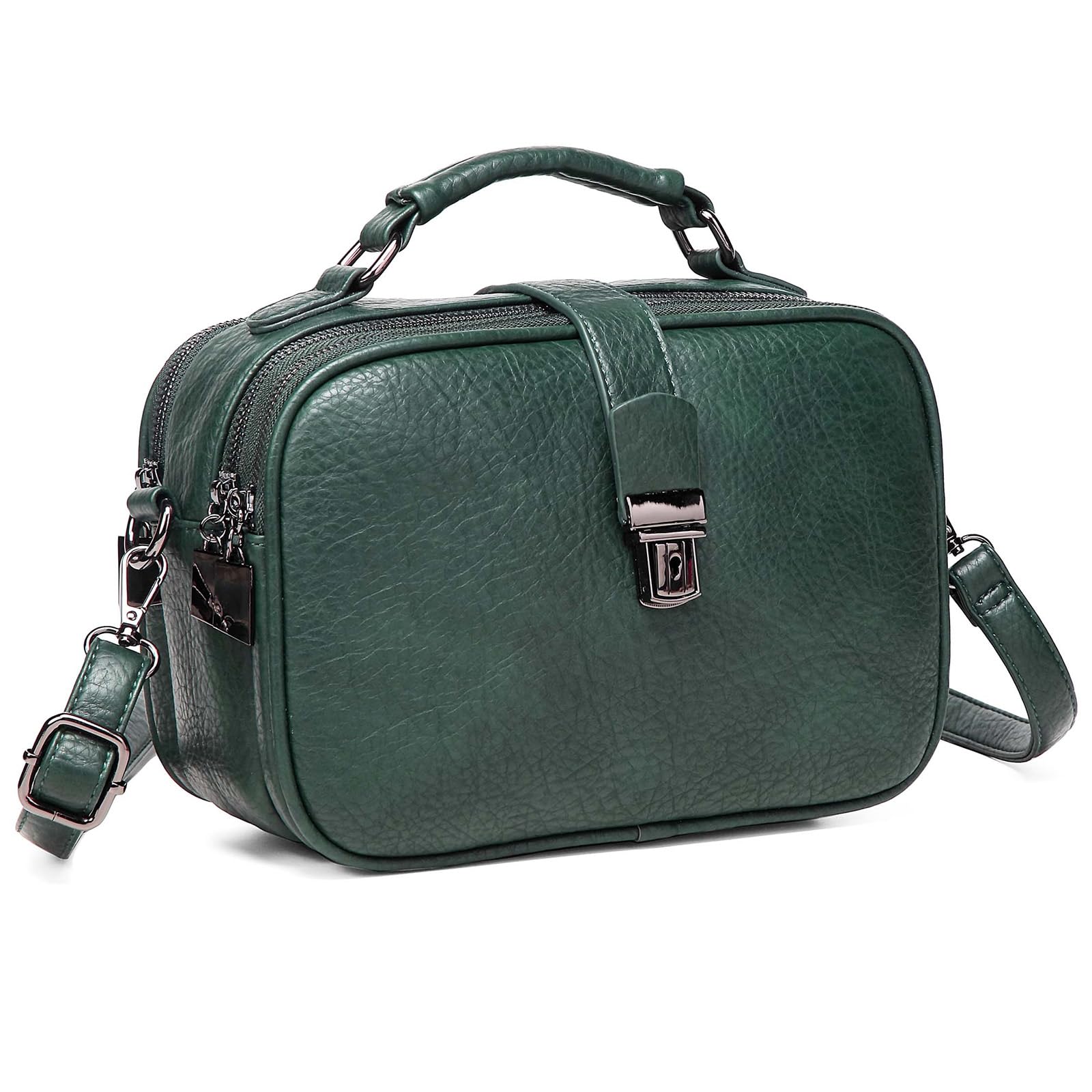 Kasgo Crossbody Bag for Women, Vegan Handbag for Ladies Faux Leather Casual Crossbody Satchel Top Handle Bags Shoulder Bag with Detachable Adjustable Strap Green