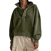 TERIVEEK Women Button Mock Neck Sweatshirt Oversized Long Sleeve Henley Pullover Tops 2025 Fall Casual Teen Girls Outfits