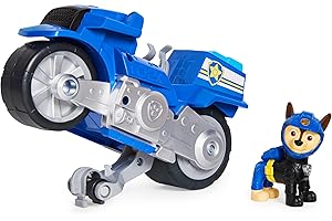 Paw Patrol, Moto Pups Chase’s Deluxe Pull Back Motorcycle Vehicle with Wheelie Feature and Toy Figure