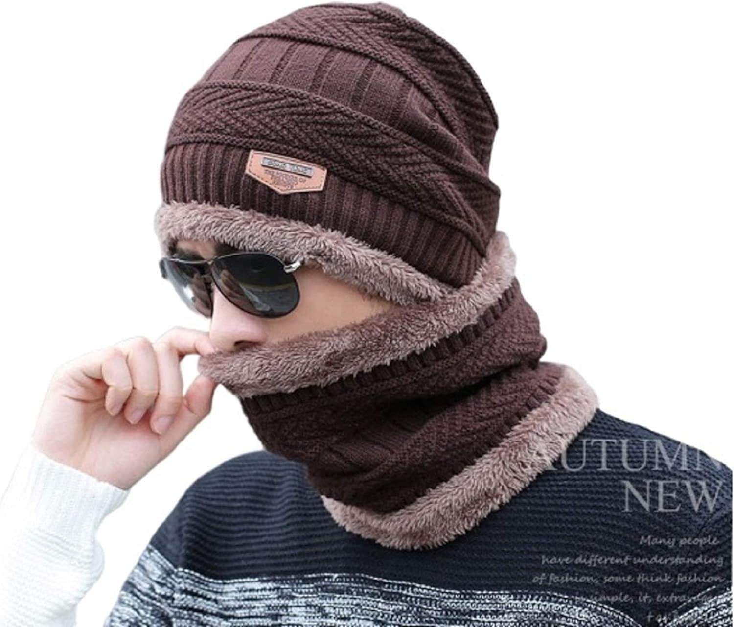 Buy Huntsmans Era Winter Woolen Cap With Neck Scarf For Men And Women