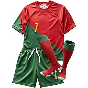 Soccer Jersey Boys,Uniform Kids Soccer Jersey for Girls 7# Football Soccer Set 3 Piece